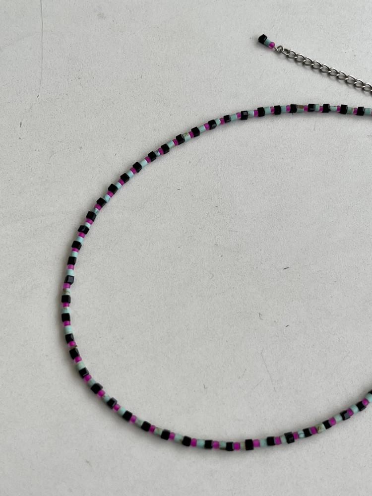 크리스탈 원석 패턴 목걸이 : 스트링더비즈