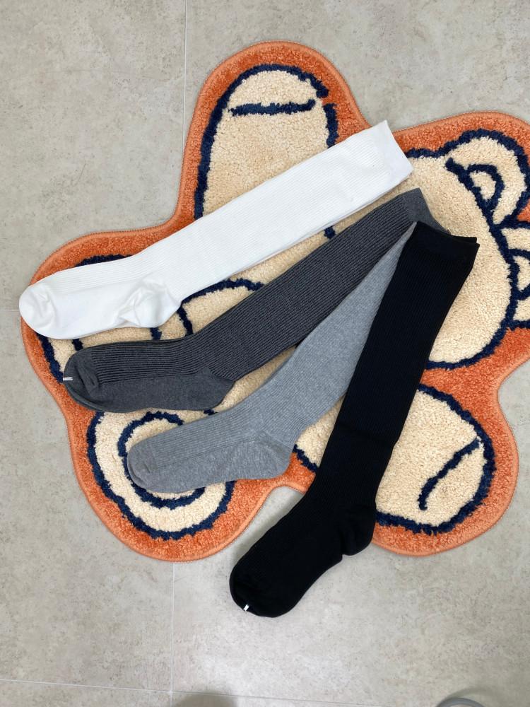 골지 면 반스타킹 주름 양말 루즈삭스 롱양말 (화이트 오트밀 그레이 챠콜 블랙)