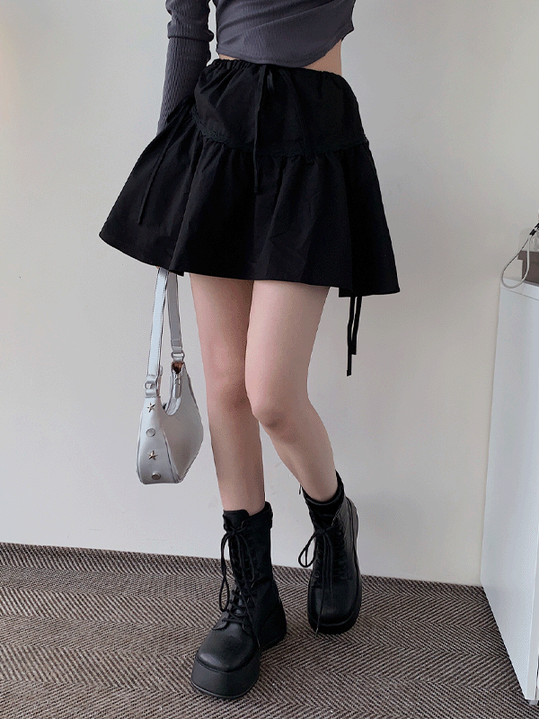 블룸 레이스 셔링 스커트