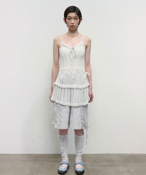 Knitted Sleeveless Dress [White]