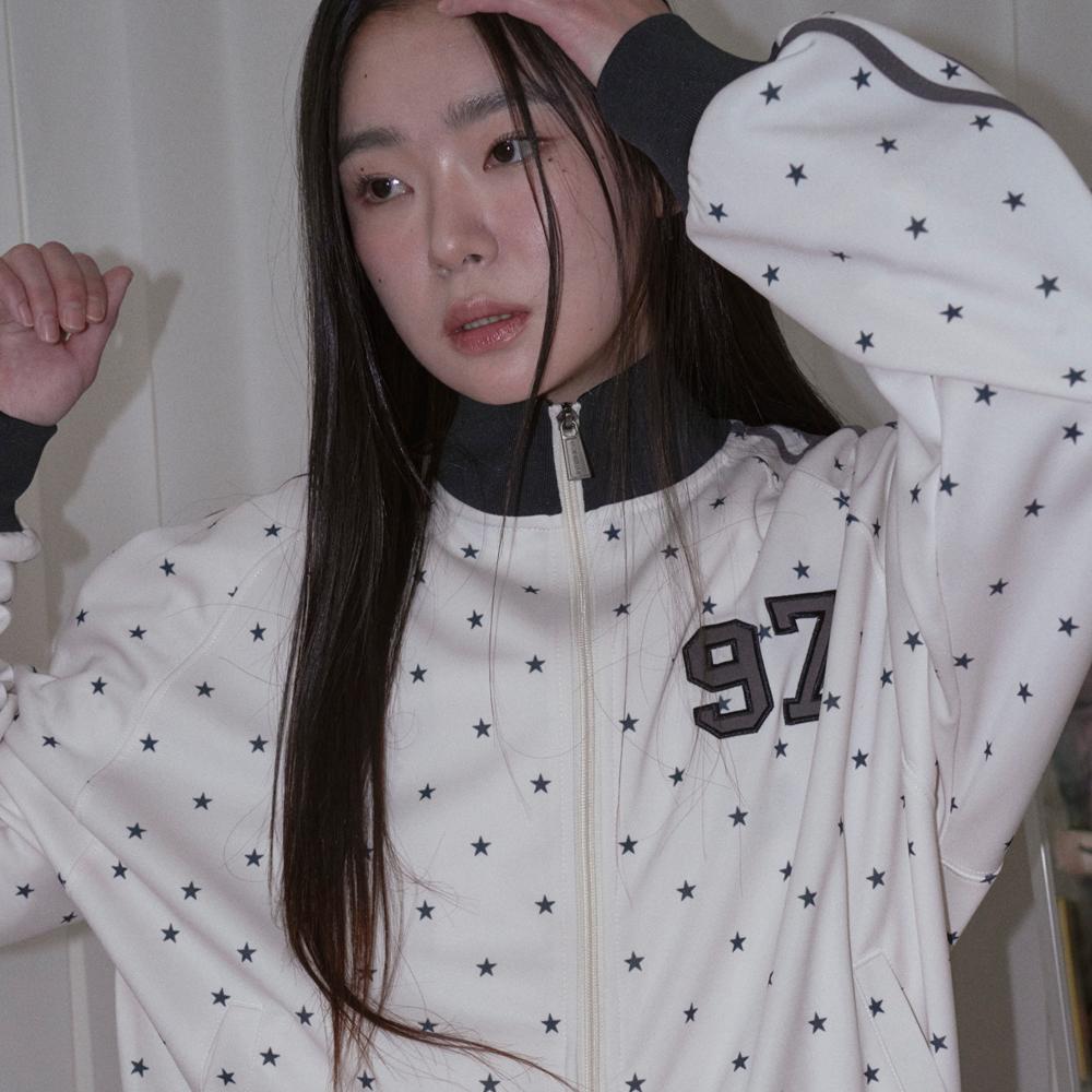 STAR 97 LOGO JERSEY TRACK JACKET IVORY