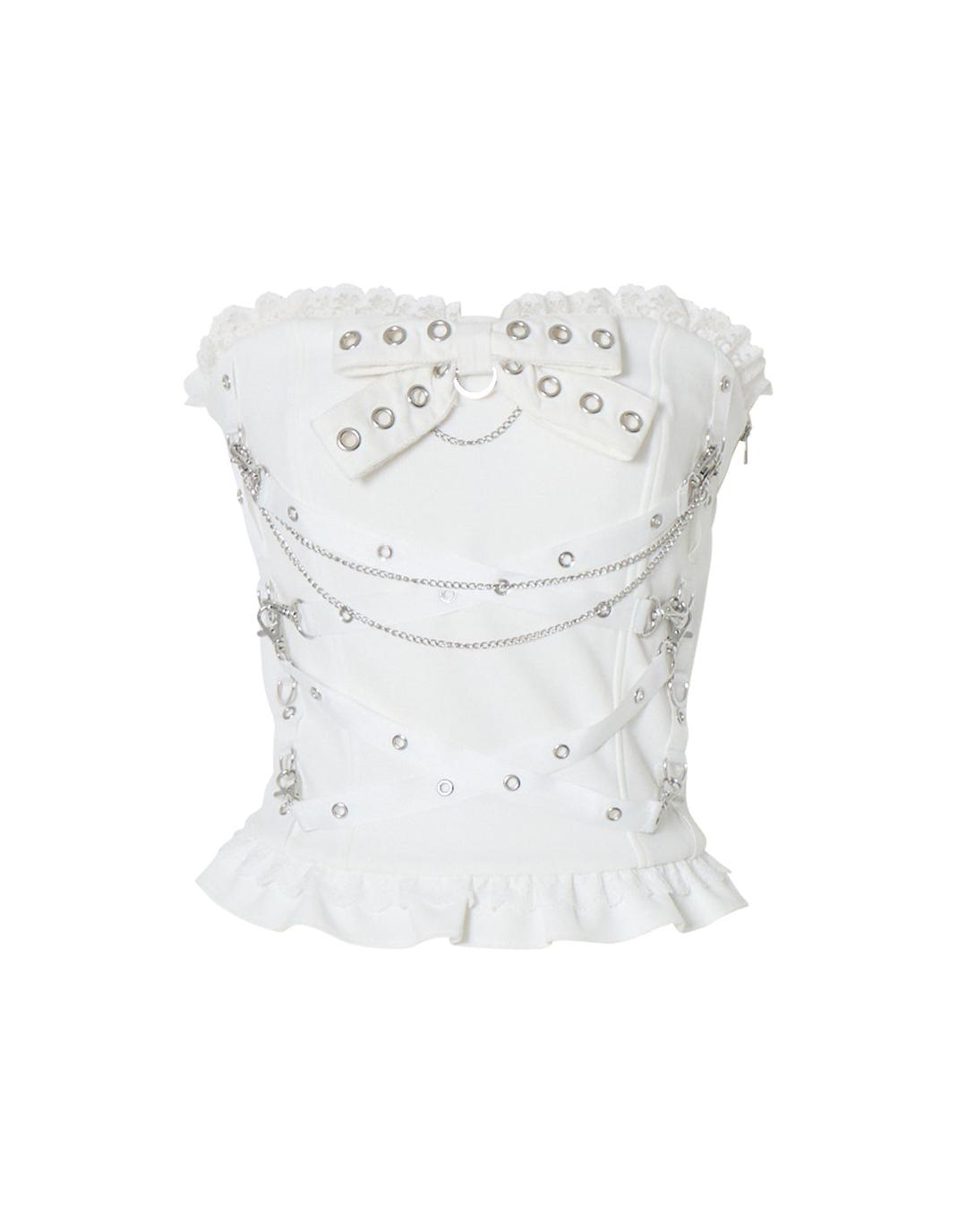 Cross chain & ribbon corset