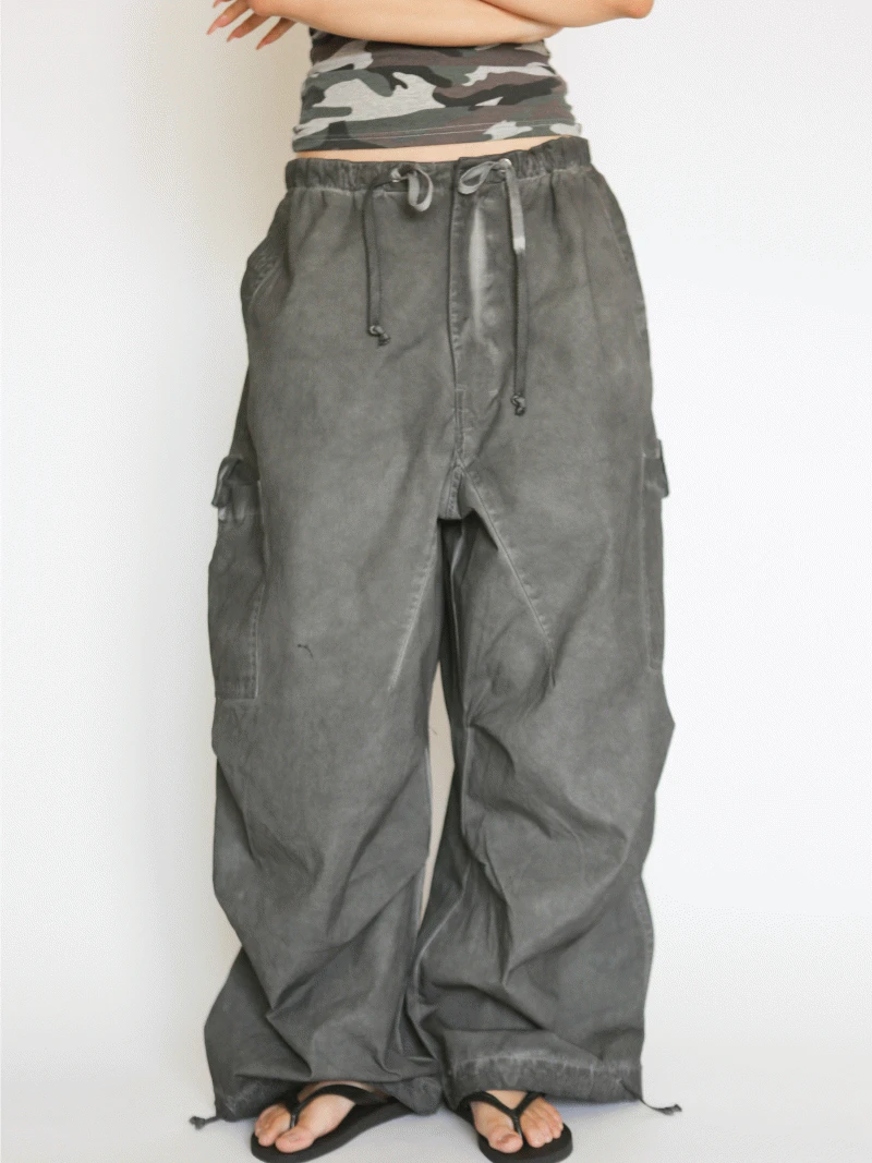 [UNISEX] 오일 워시드 와이드 카고 팬츠 (2 colors)