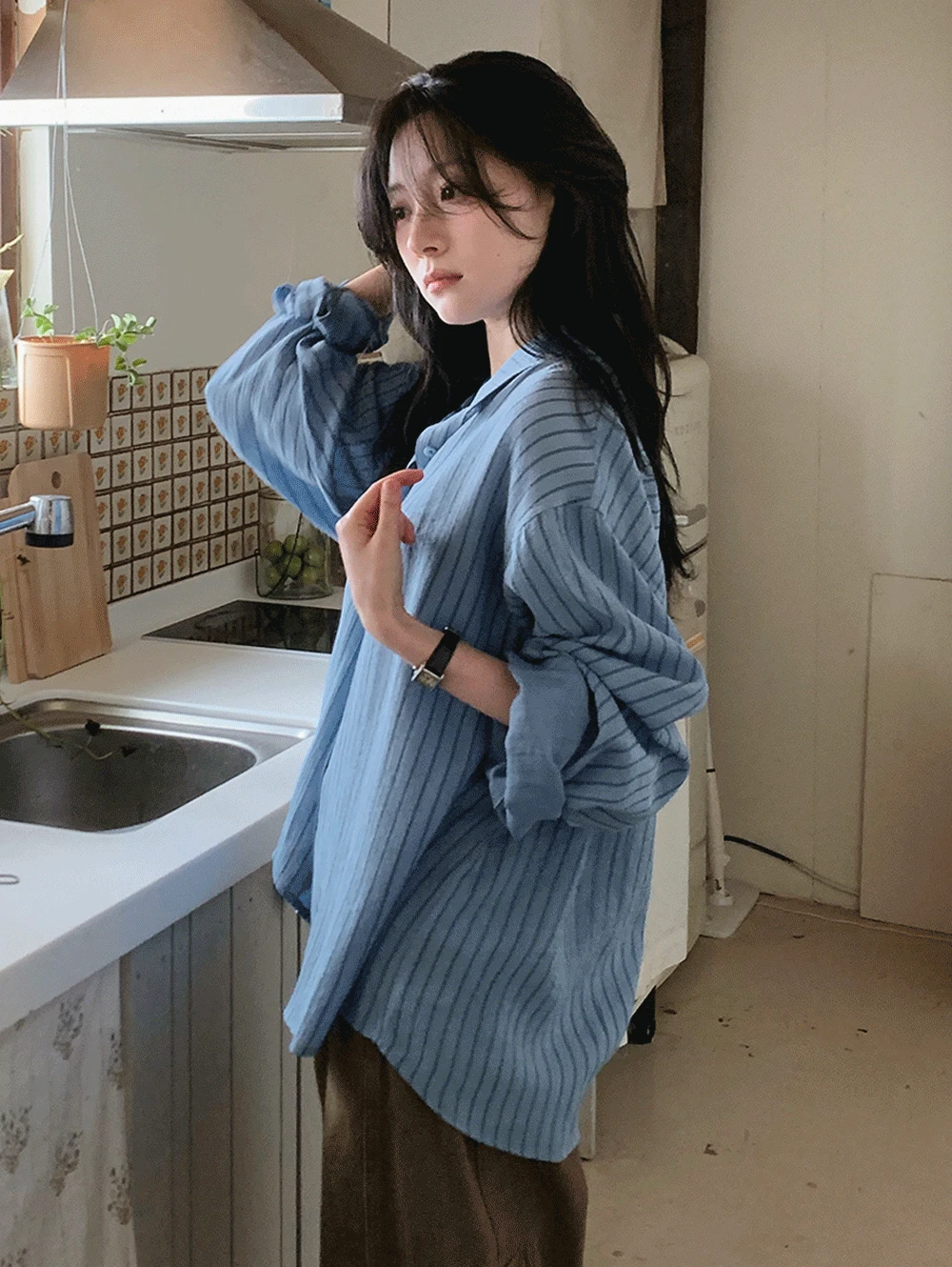 [문의폭주] made. 블루라이크 여리핏 스트라이프셔츠 - 3 color