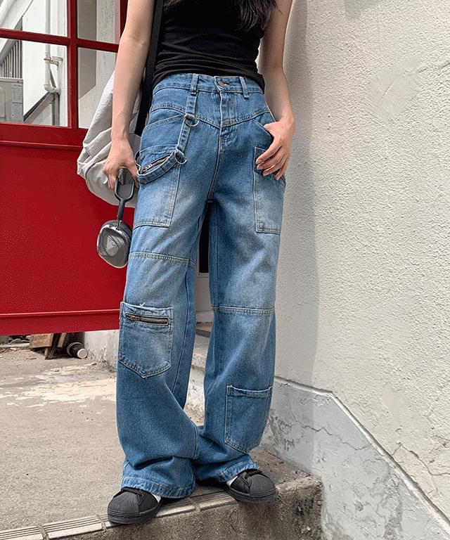 Fronty Carpender Faded Denim Wide Pants