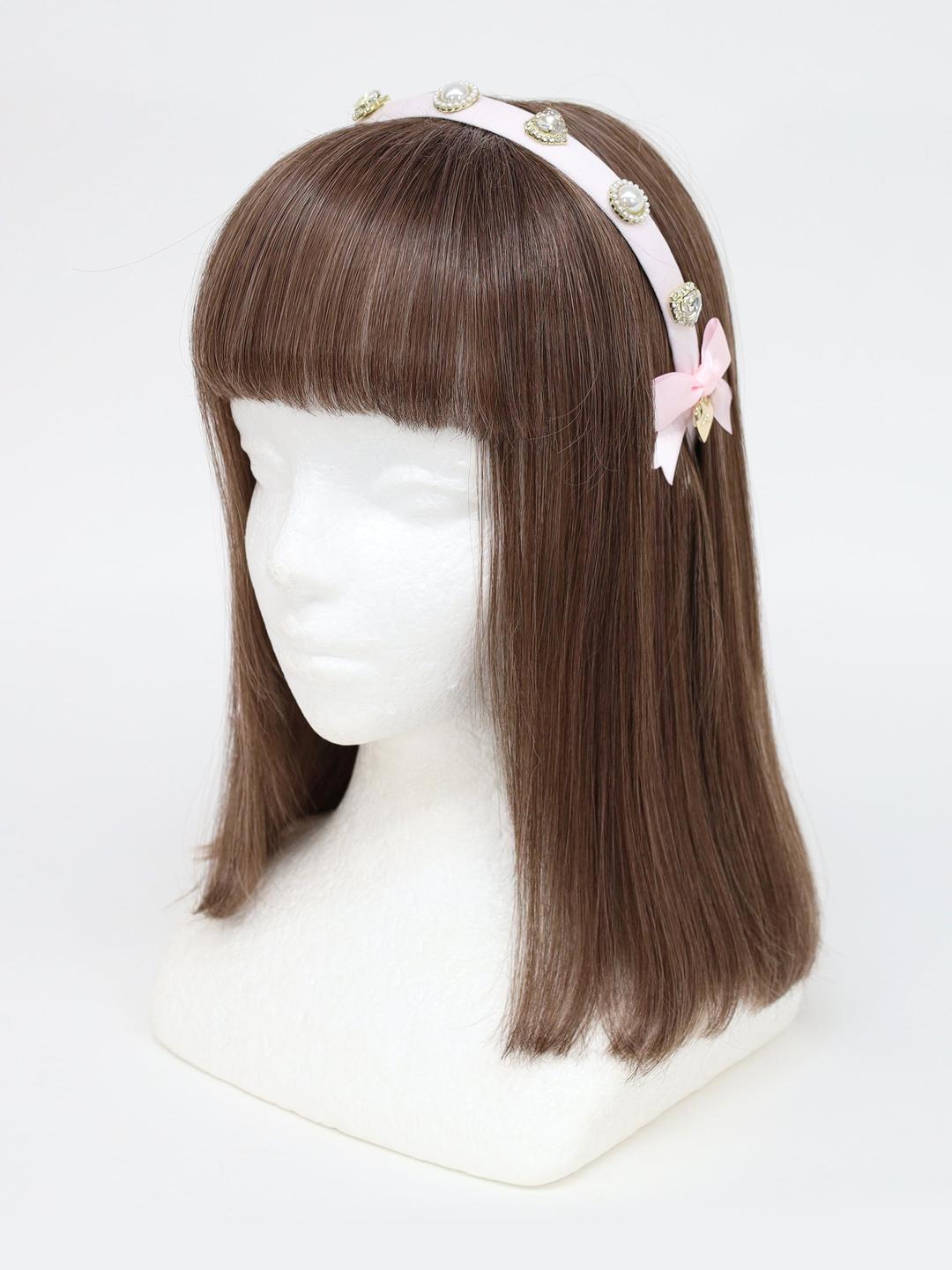 ビジューリボンカチューシャ - ピンク（Pink） / FREE