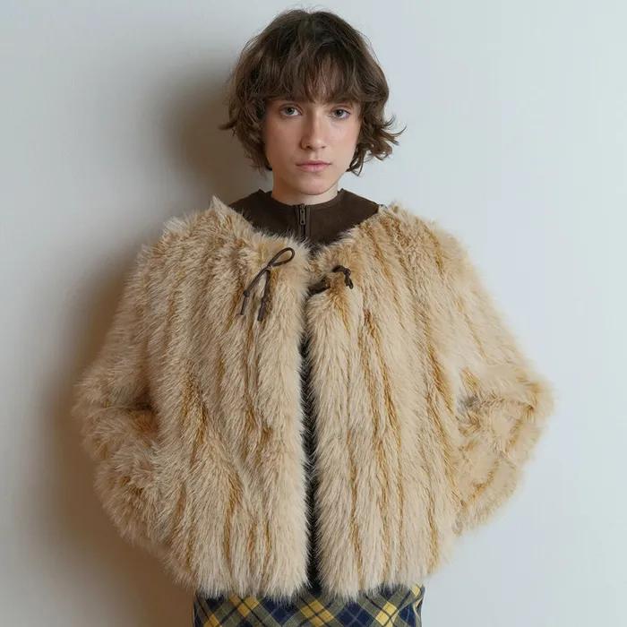 Duffel Fur Jacket in Beige VF5WJ101-91