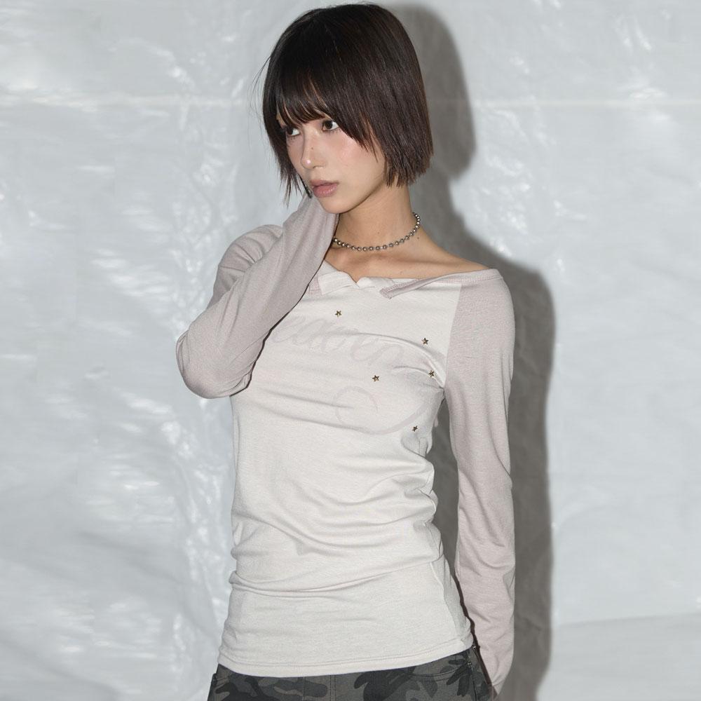 HEAVENLY OFF-SHOULDER LONG SLEEVE (BEIGE)_F25QB084