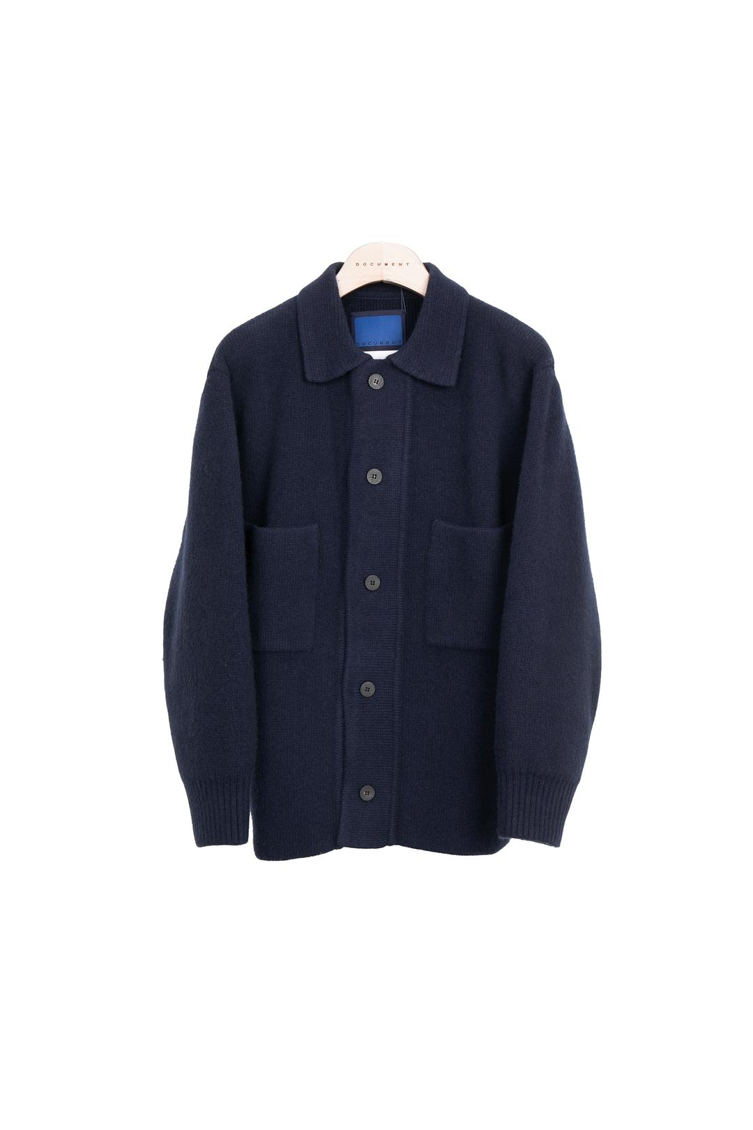 HEAVY WEIGHT WOOL DOUBLE POCKET CARDIGAN_NAVY
