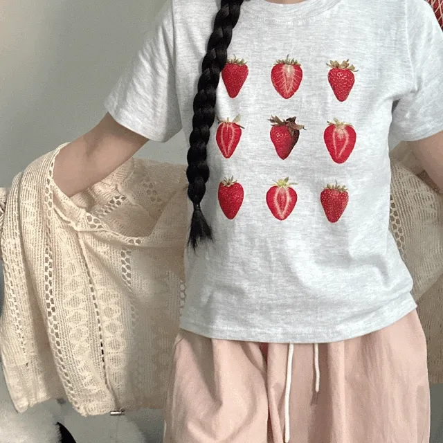 [프린팅] 딸기잼 반팔 티셔츠