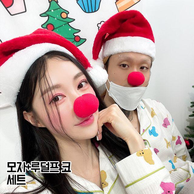 [당일출고]크리스마스 파티/세트]산타모자+루덜프 코 세트/2시이전주문시//크리스마스장식/소품/파티용품/홈파티/연말파티/크리스마스이벤트/크리스마스선물/호캉스/헤어핀/머리띠