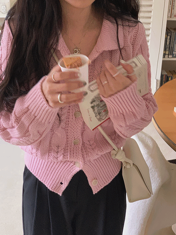 [BEST] 하이틴 카라 cardigan - 4color (* 핑크 제외 당일출고)