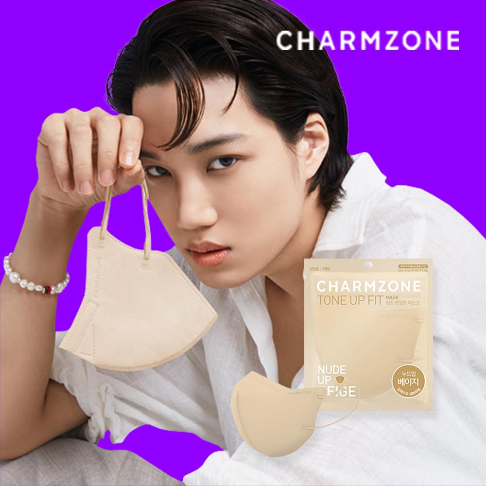 참존 톤업핏 마스크 베이지 컬러 새부리형마스크 카이 일회용 1매