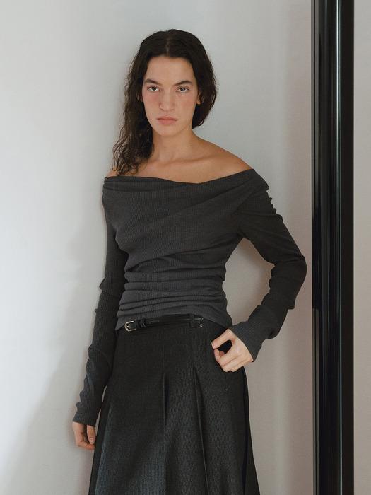 TVW SHIRRING OFF-SHOULDER TOP_3COLORS