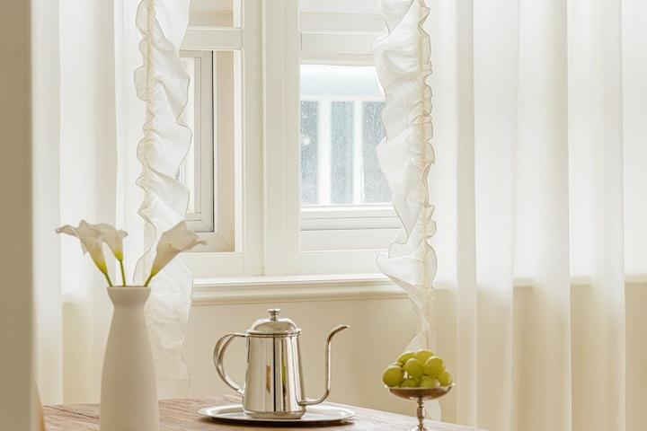 블로우 프릴 순면 광목 가리개커튼 창문형/긴창형