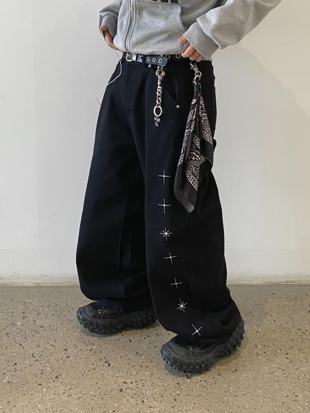 스칼렛 자수 카펜더 코튼팬츠 2C