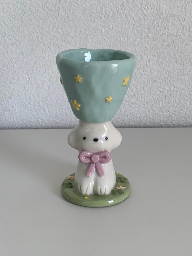 [object] 말티즈 고블렛 (보라 리본)