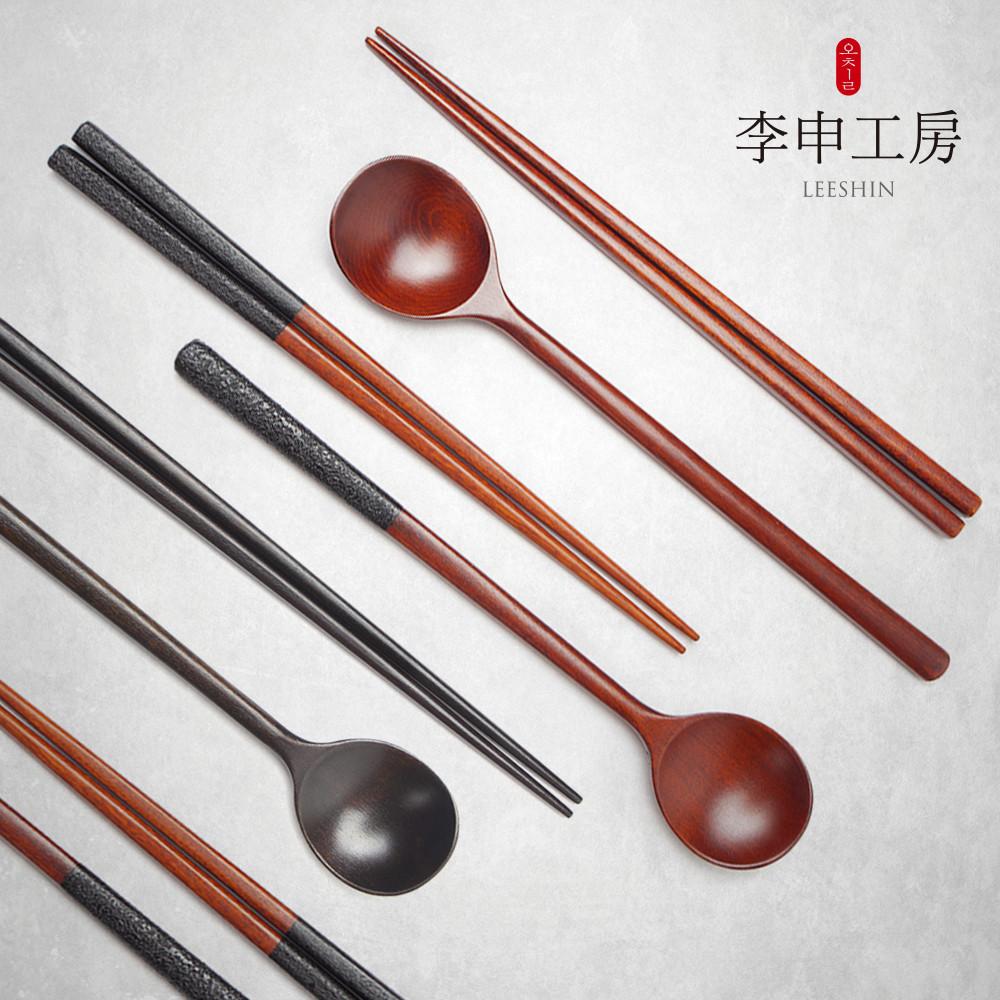 [이신공방] 국산 이신달수저 2인세트 (케이스포함) / 고급 옻칠 나무 수저세트