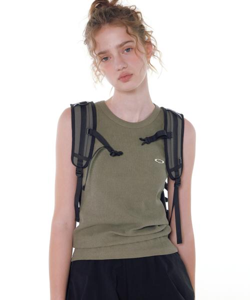 NOI1634 피그먼트 로고 슬리브리스 (올리브)