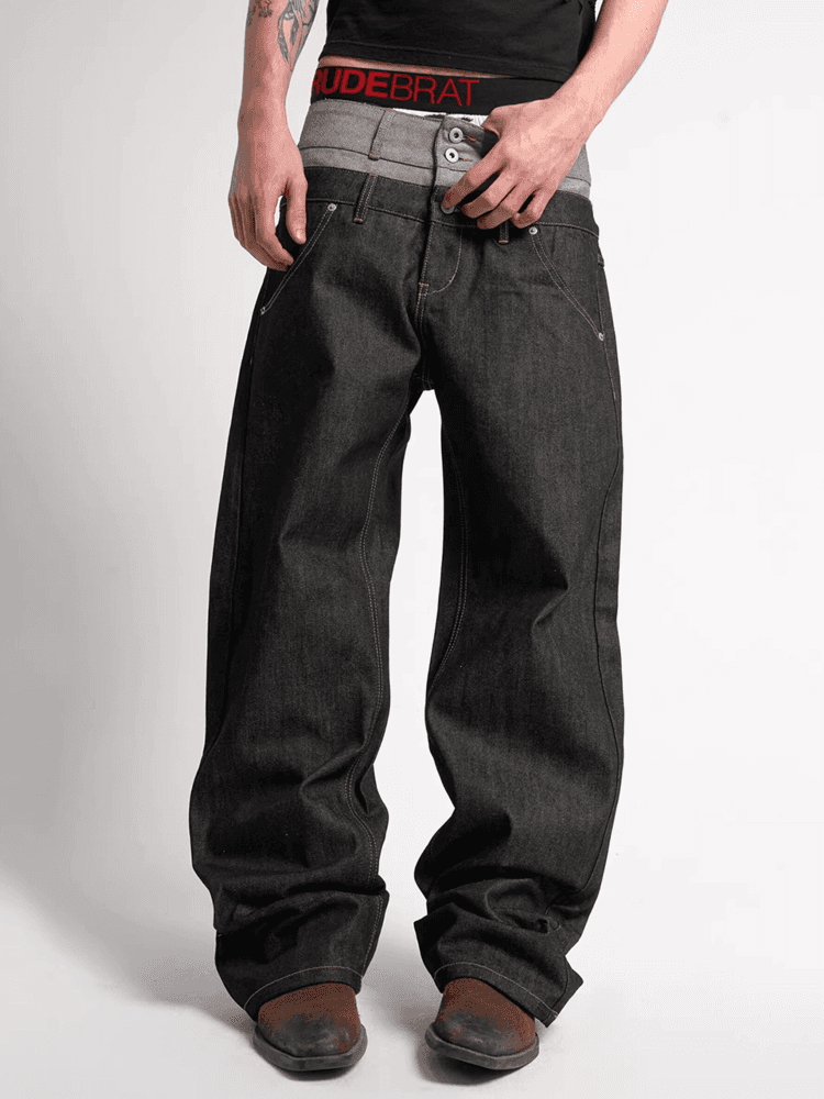 noEmosen Low denim baggy straight leg jean