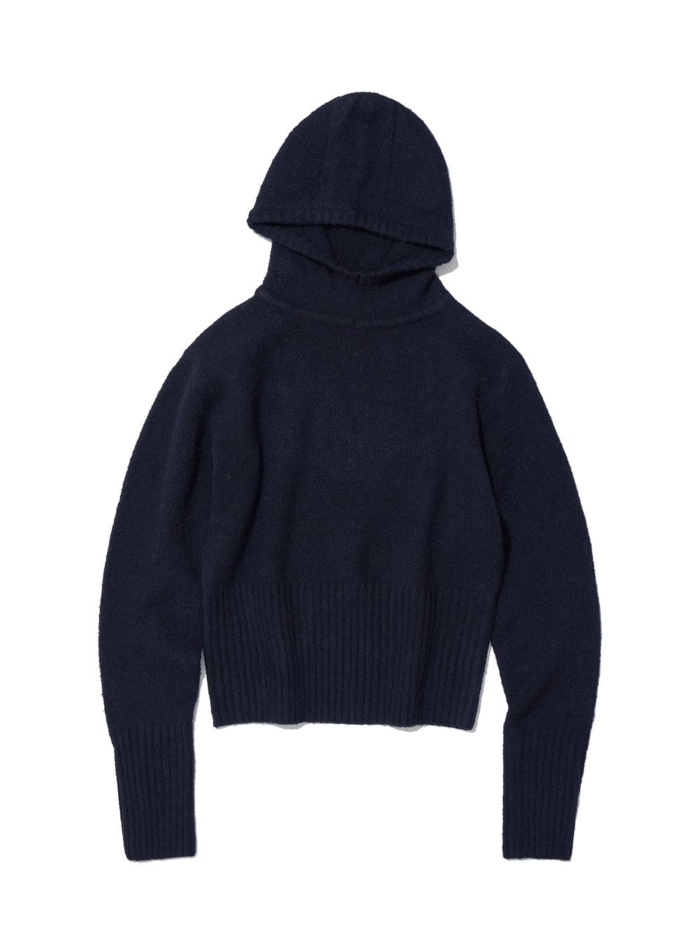[WOMEN] CUT-OUT WARMER KNIT HOODIE_DARK NAVY