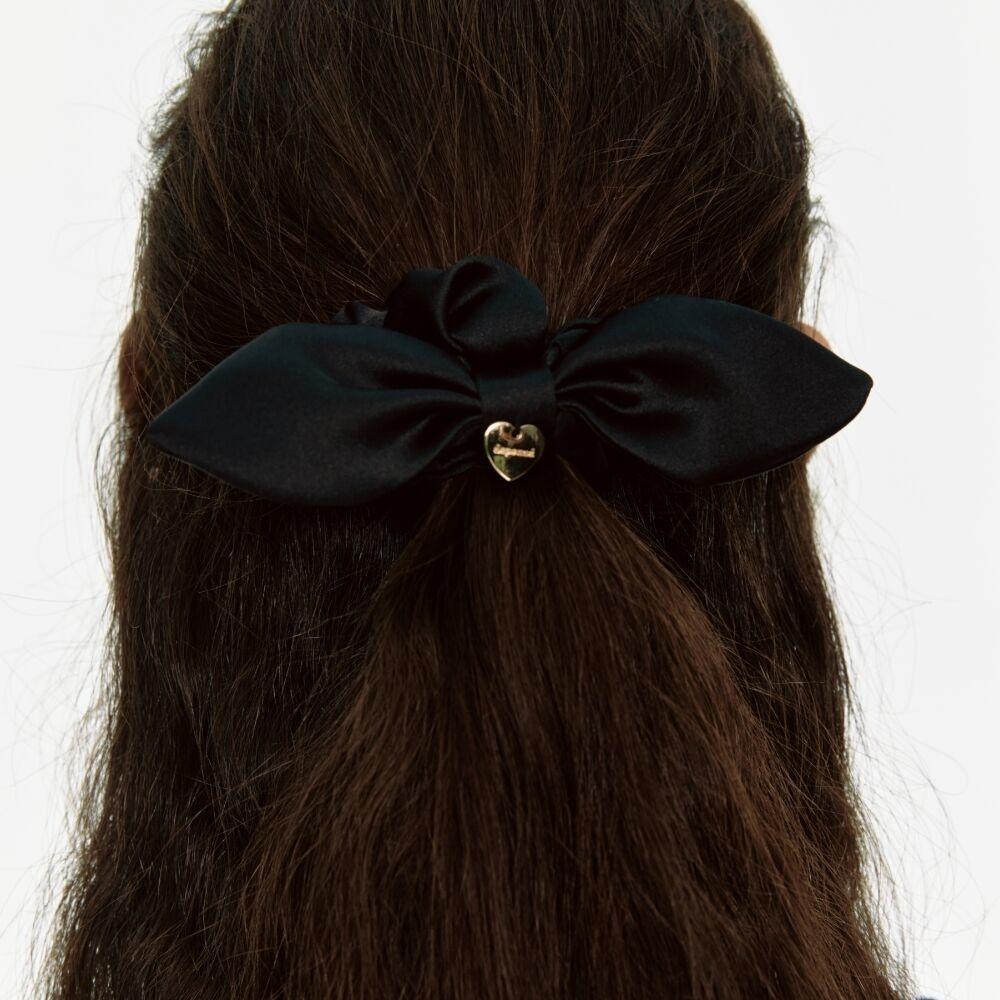 ribbon hair scrunchie - black