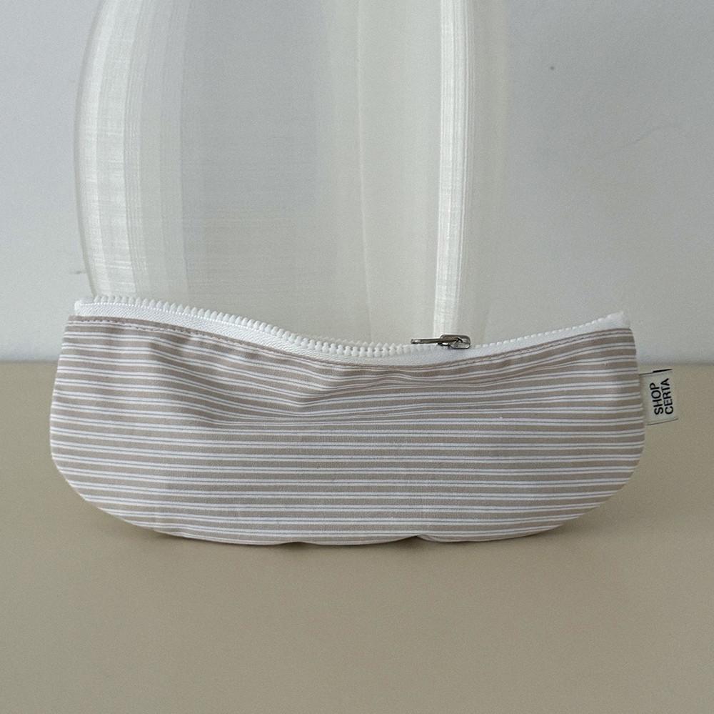 (재입고) 하프문 펜 파우치 베이지 스트라이프