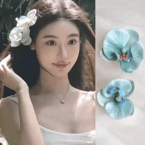 [당일/주문폭주/1+1할인]난초 꽃 란꽃 휴가룩 얼굴소멸 머리핀 여행룩 옆머리헤어핀 9color