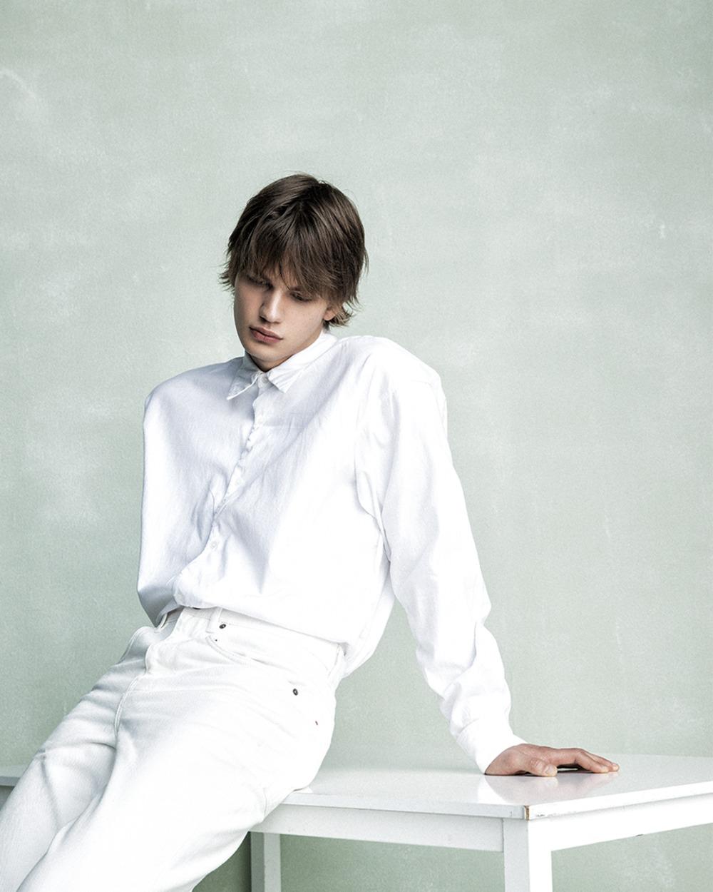 프론트 셔링 셔츠 MEN (WHITE)