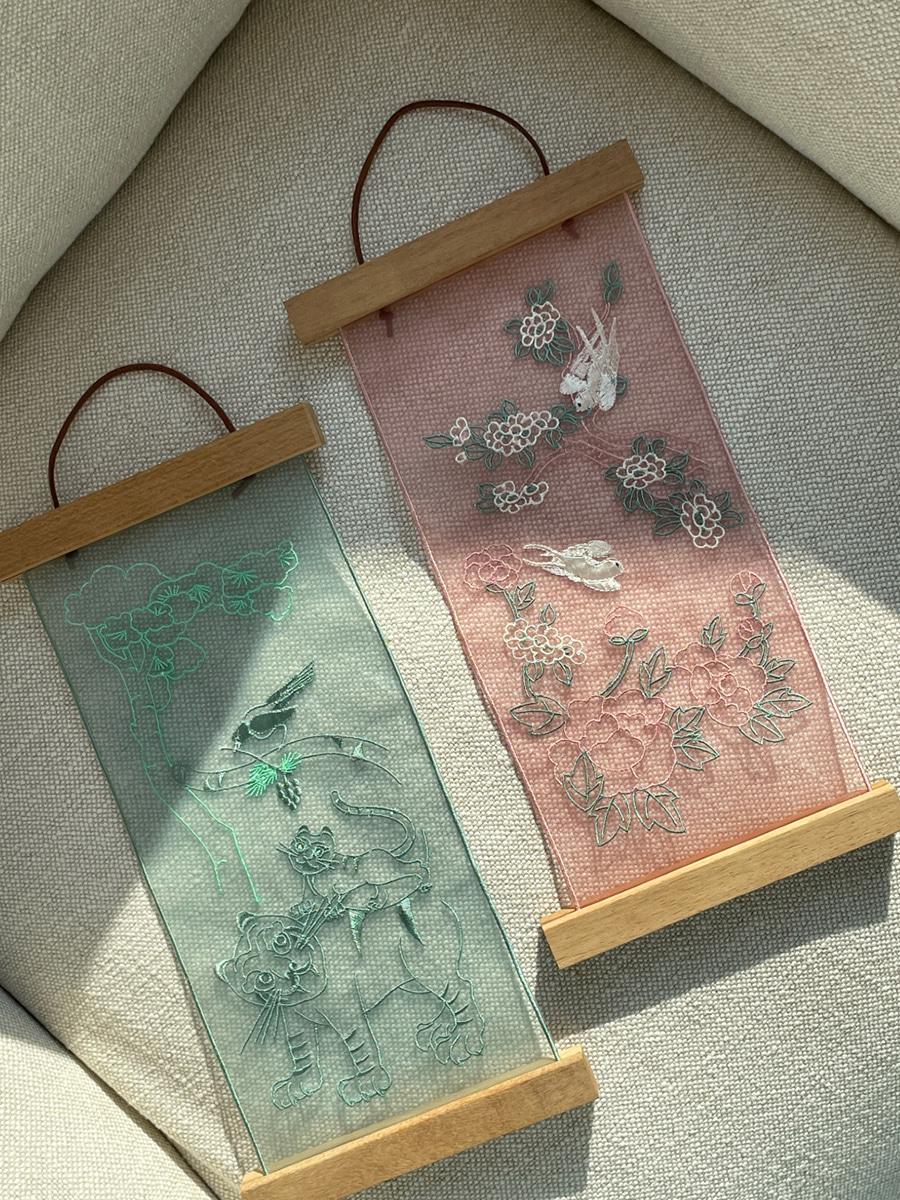 호작도&화조도 노방 자수 포스터 (Embroidery Lucky Poster)