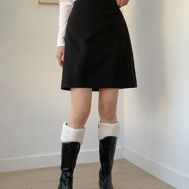 [올드머니룩] 빅사이즈 S-4XL 베이직 무드 밴딩 기모 스커트