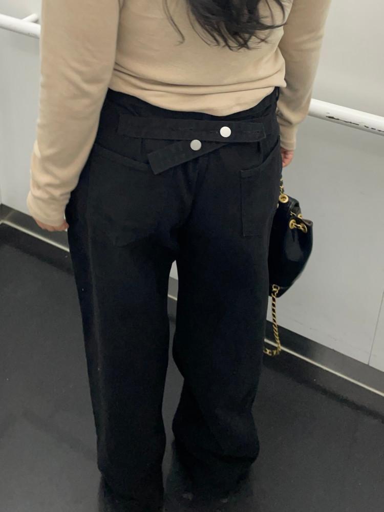 207 [S~XL] 사장강추 뒷벨트 포인 시크 와이드 면팬츠