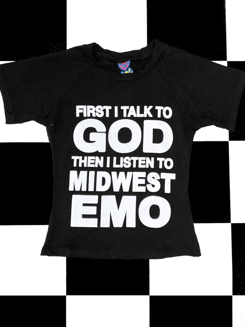 MIDWEST EMO BABY TEE IN BLACK