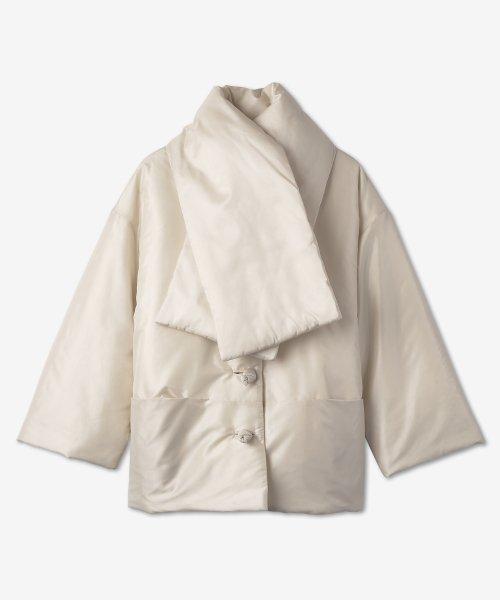 여성 패딩 스카프 쇼트 재킷 - 화이트 / 2241000232184