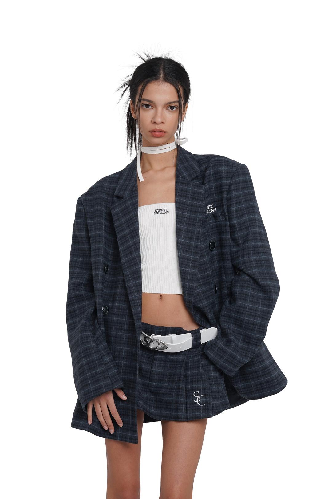 'IT'S MY DAY' BLAZER - S / BLUE CHECK