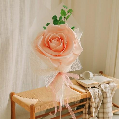 아스파시아 자이언트 로즈 조화 한송이 꽃다발 + Thank you 카드엽서