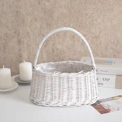 원핸들 화이트바구니 26cm 조화 인테리어 소품 FPOTFT