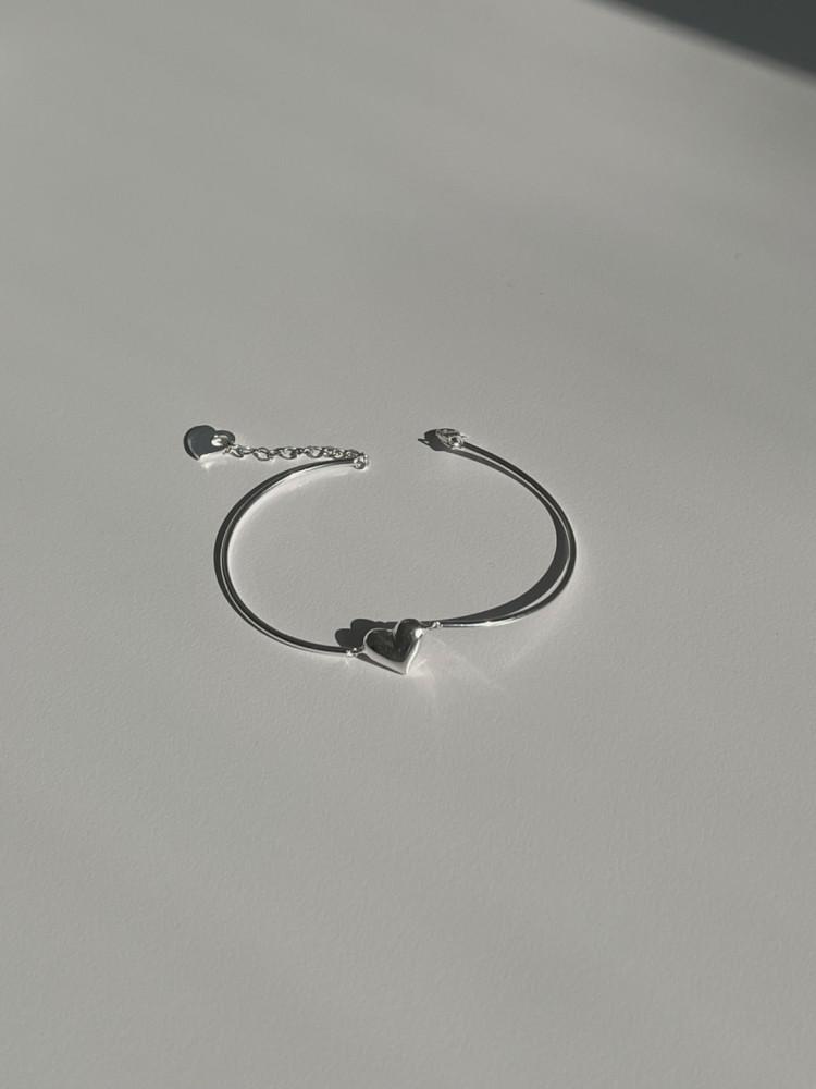 925실버 볼륨 하트 파이프 뱅글 팔찌