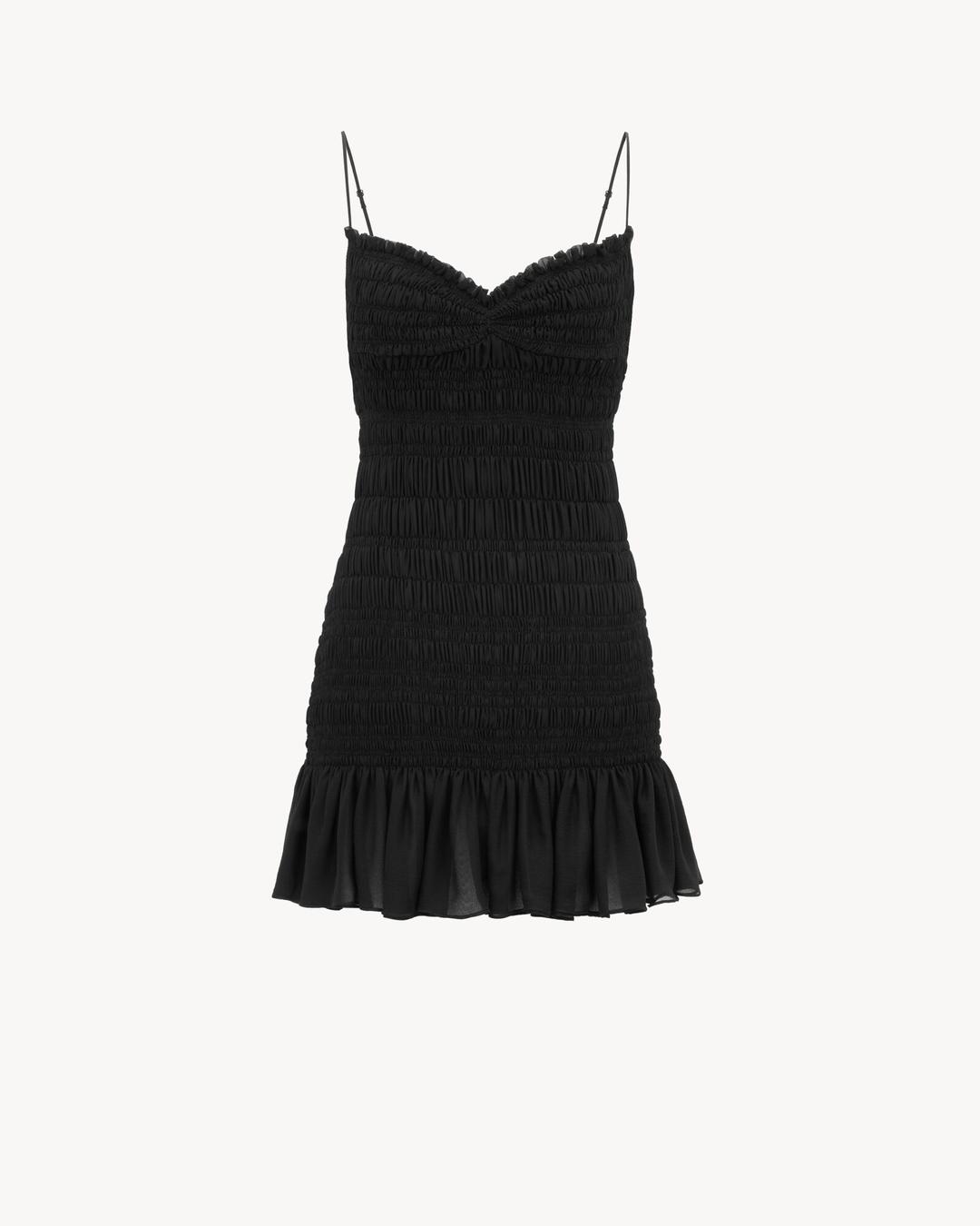 smocked dress in silk muslin crepe | Saint Laurent | YSL.com