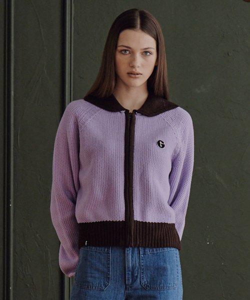 우먼스 칼라 집업 가디건 [LIGHT VIOLET]