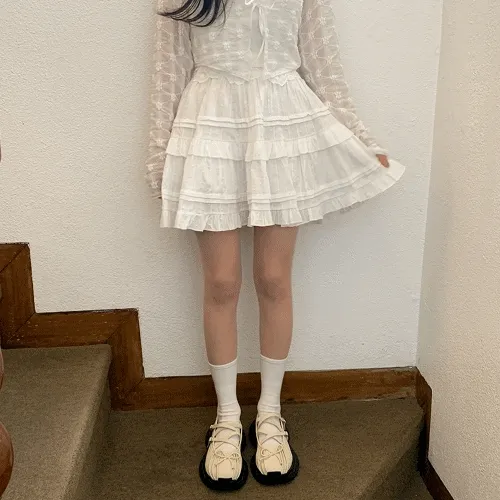 [당일출고/소장강추🤍] 프릴 캉캉 레이스 밴딩 미니스커트