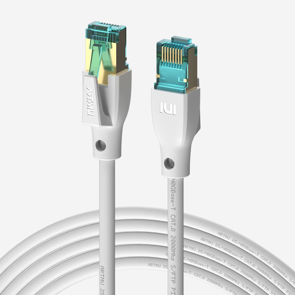 CAT8 기가랜선 이더넷 케이블 라운드 1m, 화이트 