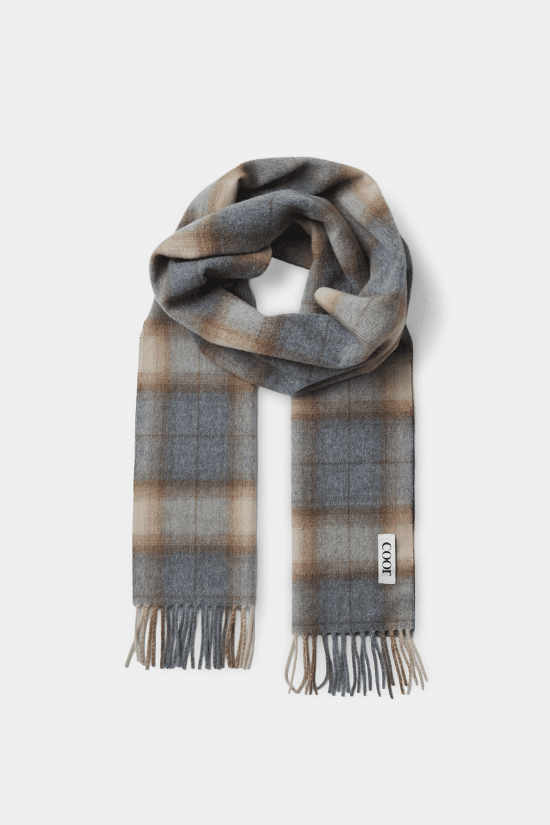 메리노 울 옴브레 체크 머플러 (체크브라운)