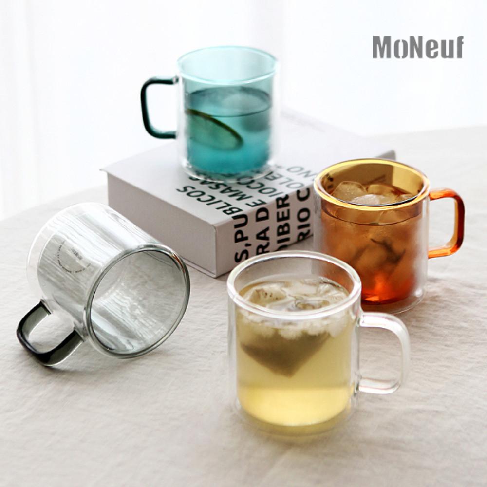 오래가는 온기와 냉기 프라우반 모네프 이중내열유리컵 홈카페유리컵 더블월머그컵