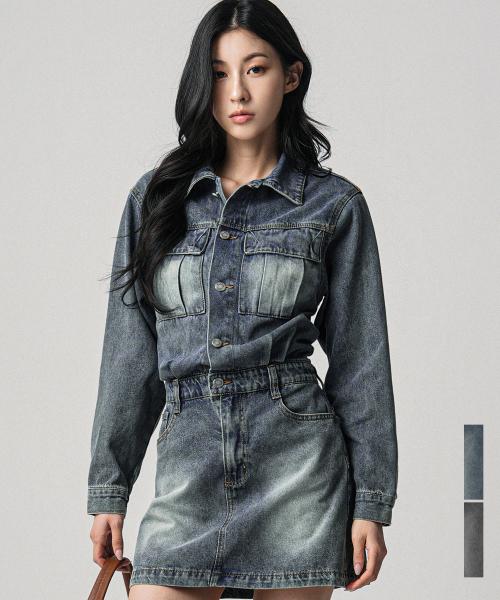 Brush Denim Mini Dress - 2COL