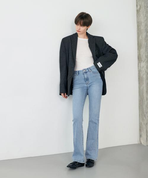 Light Blue Semi Boots Cut Denim