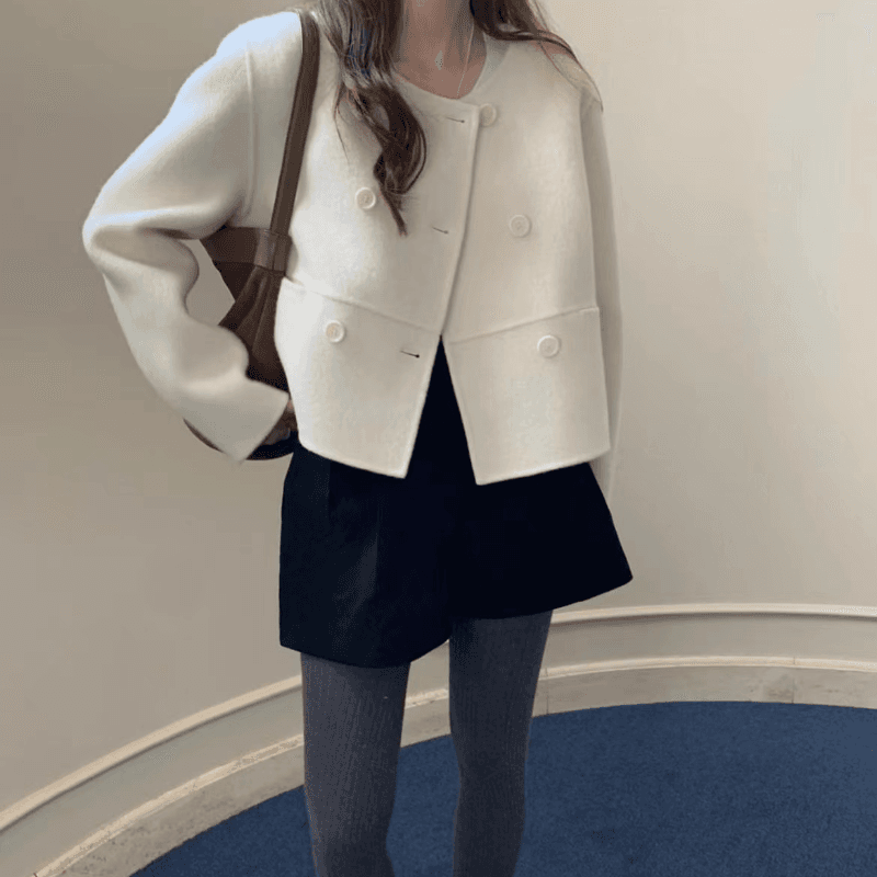 보나마나 텍란 라운드 숏 코트 (2 color)