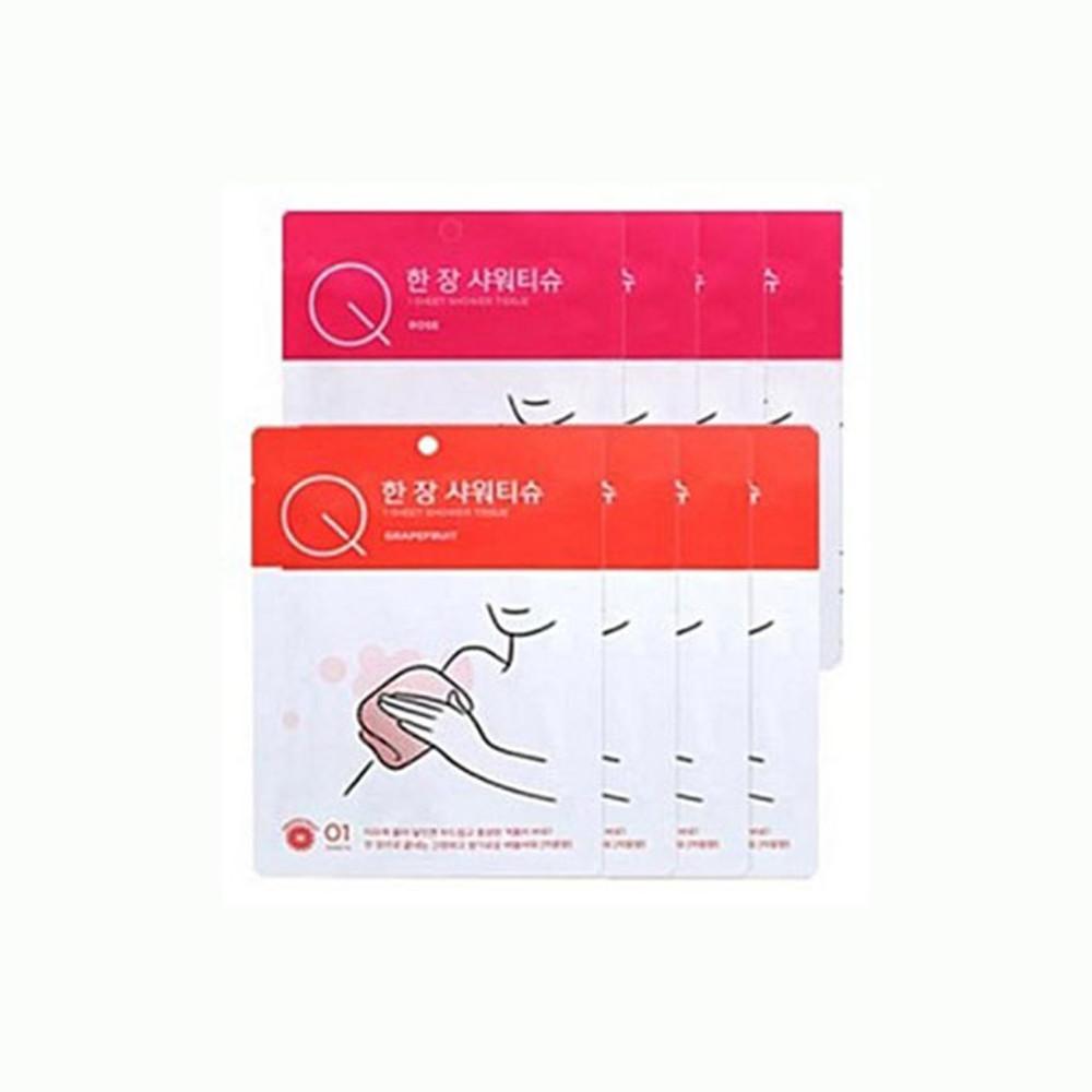 해피바스 한장 샤워티슈 자몽향 로즈향 8매 출장 해외 여행갈때