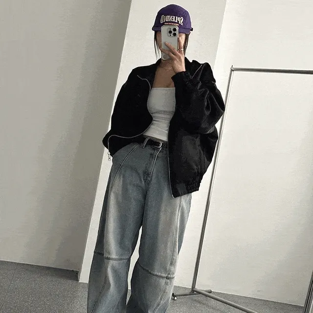 ootj 스티치데님 와이드청바지