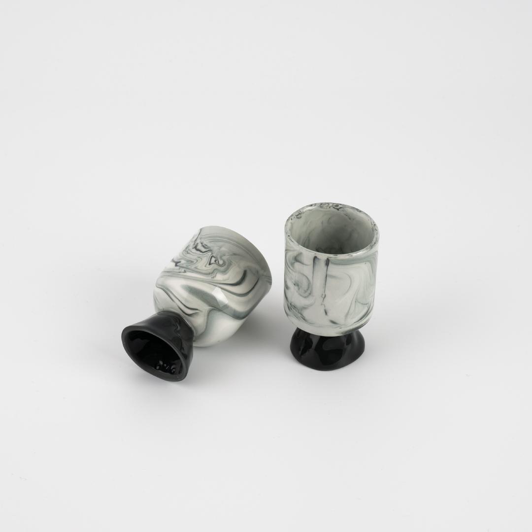 [오엠지세라믹] mini cup ( white  marbling  + black )